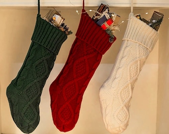 13 Inch Knitted 3 Piece Holiday Stockings