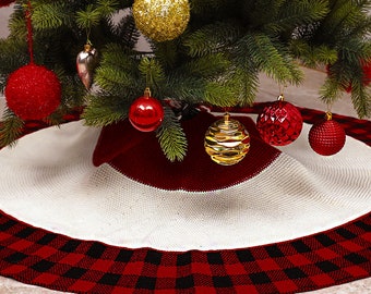 GULTMEE Christmas Tree Skirt 30 Inch,Wood Panels Background with Digital Tones Effect Country House Art Image,for Christmas Party Christmas Tree Skirt