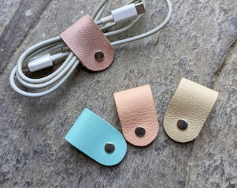 Range cable door earphone door leather cord pastel colors handmade handmade