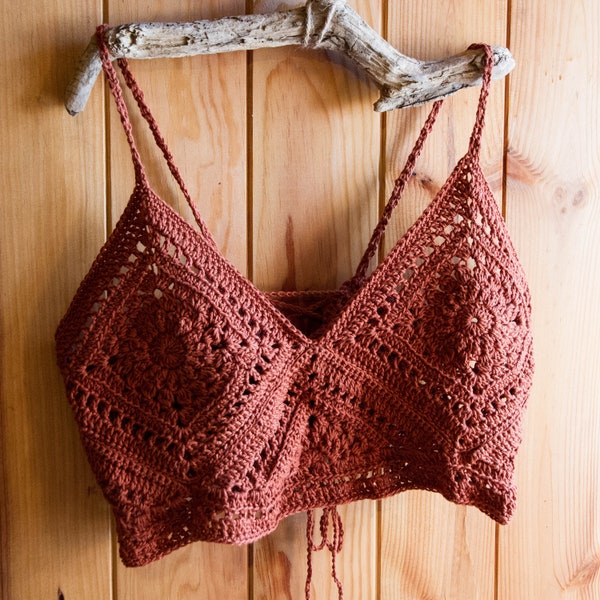 Handmade artisanal cotton crochet crop top size S