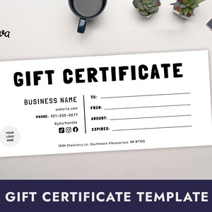 Gift Certificate Template, Minimal Gift Certificate Template, Editable, Canva Template, Editable Gift Voucher, Printable Gift Card, Coupon