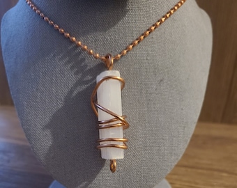 Selenite Copper Necklaces, Wire Wrapped Necklace, Healing and Cleasing Necklace. Raw Selenite, Crystal Necklace