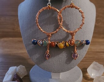 7 Chakra Feminine Symbol Earrings, Rainbow chakra earrings, Unique earrings, Statement piece, Dangle earrings, Gift for her, Bold earrings