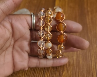 Healing Crystal Bracelets, Citrine & Carnelian Bracelet, Clear Quartz Bracelets, Unisex Bracelets, Prosperity Crystals, Crystal Bracelets