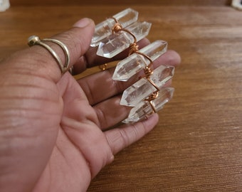 Quartz Crystal Prism Bracelet, Clear Quartz Crystal Points, Spiritual Jewelry, Healing Crystal Jewelry, Quartz Jewelry, Gemstone Bracelet,