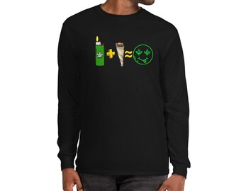 Light Up & Be Happy 420 herenshirt met lange mouwen, grappig stoner shirt, cannabisliefhebber, wiethumor, 420 cadeau, pot, CBD-roker