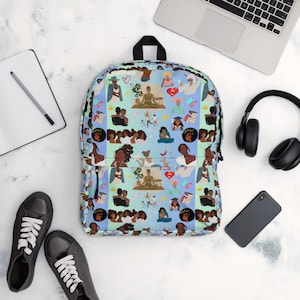 Afrozentrische Reise des Lebens Rucksack, stilvolle schwarze Frauen und Mädchen, trendiger Rucksack, Reisetasche, Geschenk für sie, Schultasche, schwarze Mädchenmagie