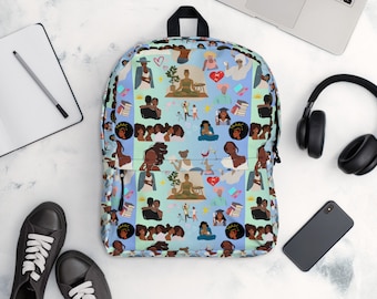 Afrocentric Journey of Life Rugzak, Stijlvolle Zwarte vrouwen en meisjes, Trendy rugzak, Reistas, cadeau voor haar, Schooltas, Zwarte meisjesmagie