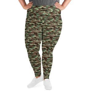 Camouflage Plus Size Leggings, Yoga Leggings, Active wear, Lounge wear, Yoga pants, Athletic wear, Spandex, Comfy Stretch Pants