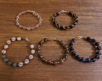 Unisex Crystal bracelets, Healing crystals, Spiritual Jewelry, Copper bracelets, Gift for him, Gift for her