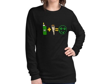 Light Up & Be Happy 420 damesshirt met lange mouwen, grappig stoner shirt, cannabisliefhebber, wiethumor, 420 cadeau, pot, CBD-roker