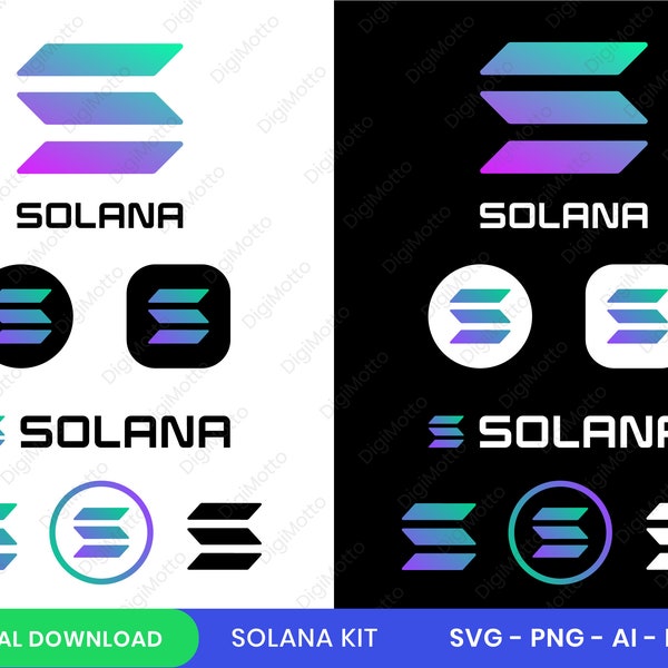 Solana SVG | Solana PNG | Solana Vector Kit | Solana Logo | Cryptocurrency Logo | Solana Icon | SOL coin