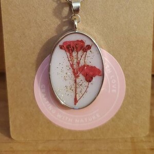 Red Pressed Flower Necklace | Real Flower Necklace | Handmade