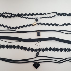 Black Choker Necklace Set with Black | Chokers | Goth Jewelry