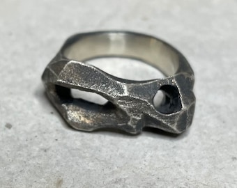 Sculptural designer solid silver ring