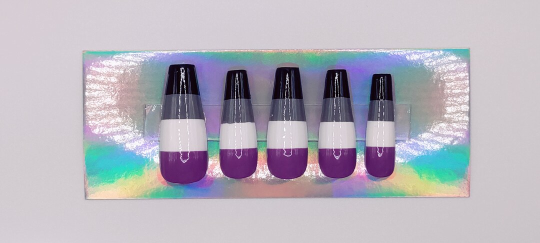 Asexual Pride Press on Nails Fake Nails Stick on Nails - Etsy