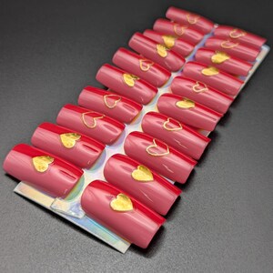 Love Triangle - Press on Nails - Fake Nails - Stick on Nails - Glue on Nails- Custom Nails - Red and Pink Nails