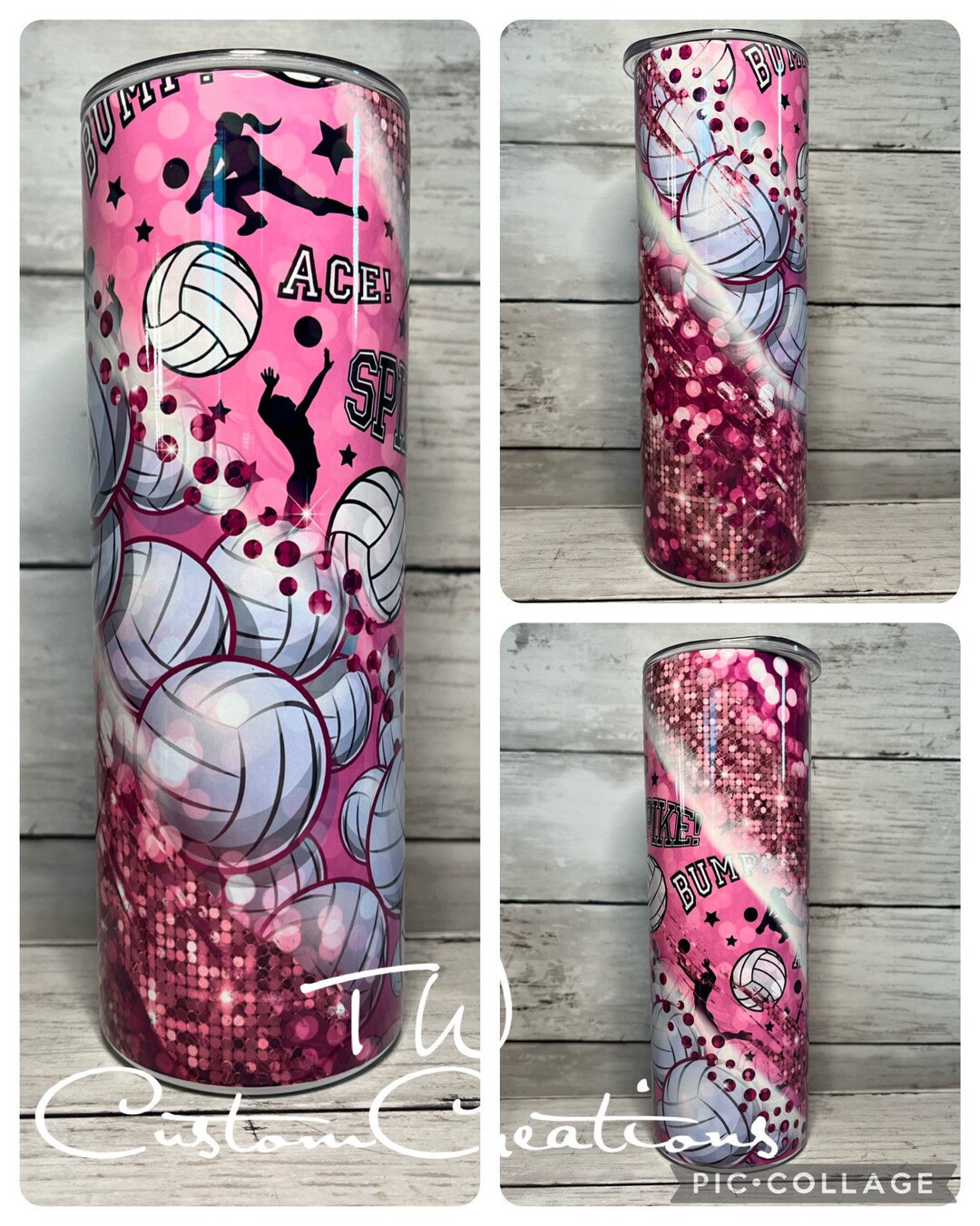 Volleyball Tumbler, Volleyball Waterbottle, Pink Volleyball Cup Etsy