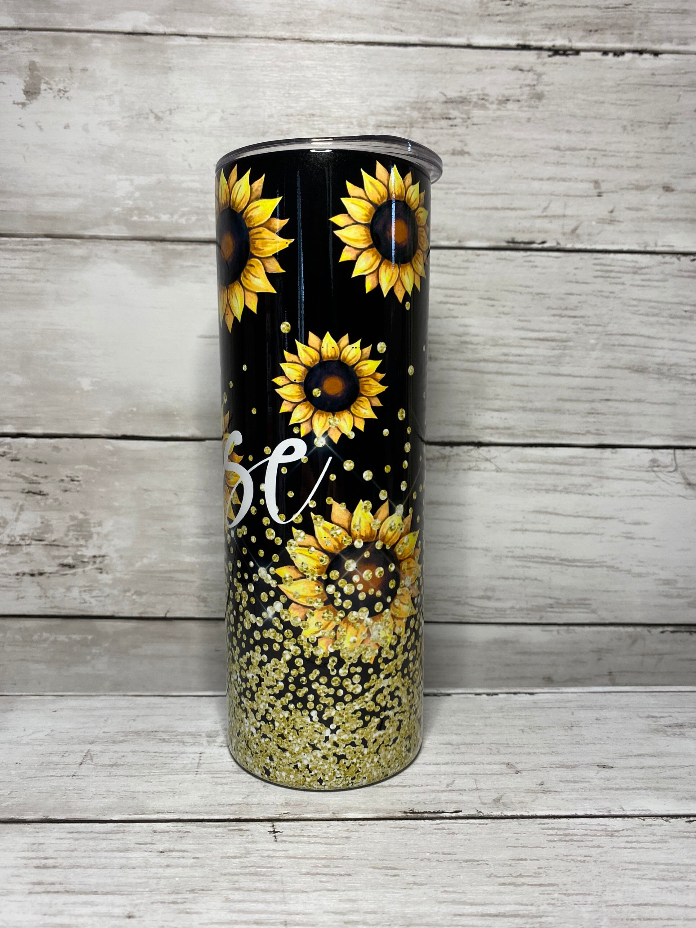 Sunflower Tumbler Glitter Sunflower Cup - Etsy