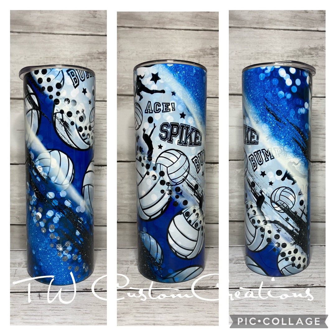 Volleyball Tumbler Volleyball Water Bottle Marble Cup Etsy