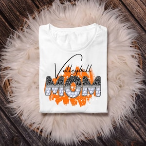 Volleyball Mom PNG, Volleyball Mom Digital Download, Orange Volleyball Mom, PNG, Digital Download