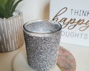 12ct Silver Glitter Sparkly Votives Wedding Decor Silver Candle Tealight Votive Candle