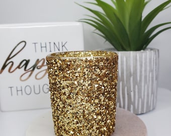 Gold Glitter Unscented Decorative Pillar Candle Decorative Use