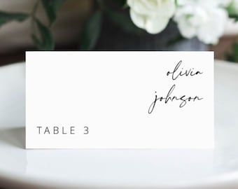 TARA Wedding Place Card Template, Place Cards with Names, Wedding Name Place Cards, Seating Placecards, Place Card Wedding Template 144