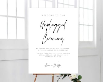 ARIA Minimalist Wedding Unplugged Ceremony Sign Template, Unplugged Wedding Sign, Unplugged Wedding Ceremony Sign, No Phones Wedding Sign 48
