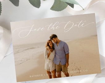 EMMA Minimalist Save the Date Postcard Template, Photo Save the Date Template Download, Printable Save the Date Modern Minimalist Wedding 19