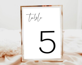 ELLA Minimalist Wedding Table Numbers, Table Number Cards, Table Numbers Wedding Template, Table Number Sign, Wedding Seating Table Cards 87