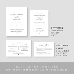 JULES Wedding Invitation Template Download, Wedding Invitation Classic ...