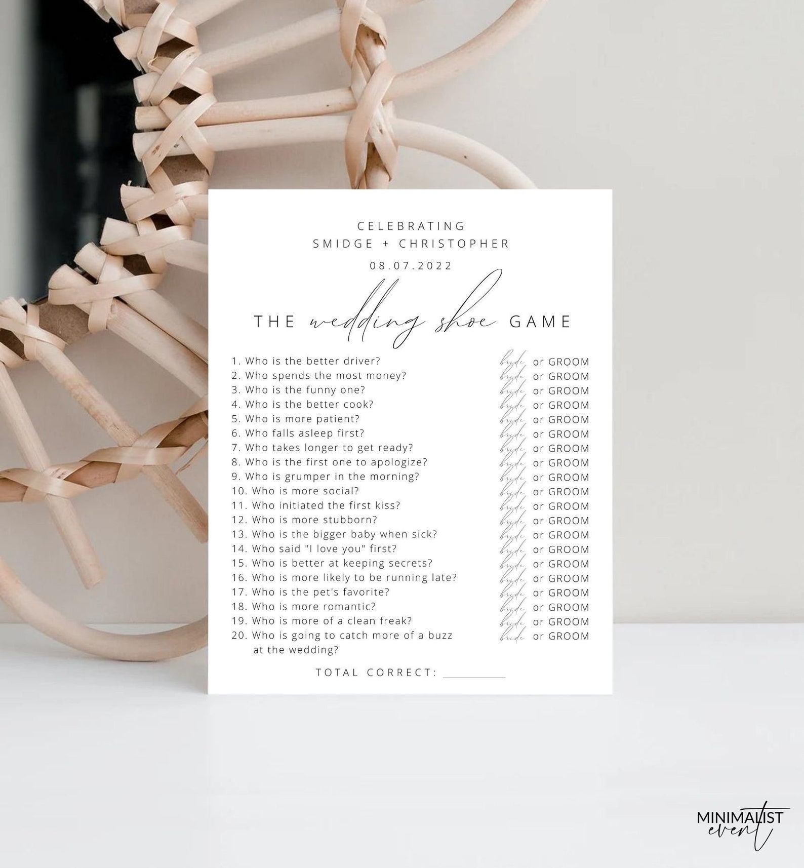 BELLA Bridal Shower Shoe Game Template Wedding Shoe Game Etsy