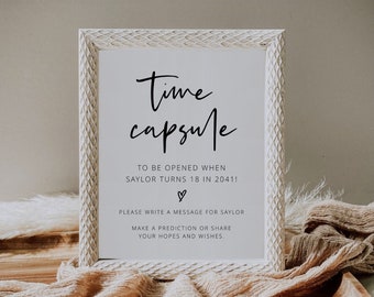 CARLY Time Capsule Sign Template, Time Capsule First Birthday, Time Capsule Cards Printable, Time Capsule for Baby, Baby Shower Games 389