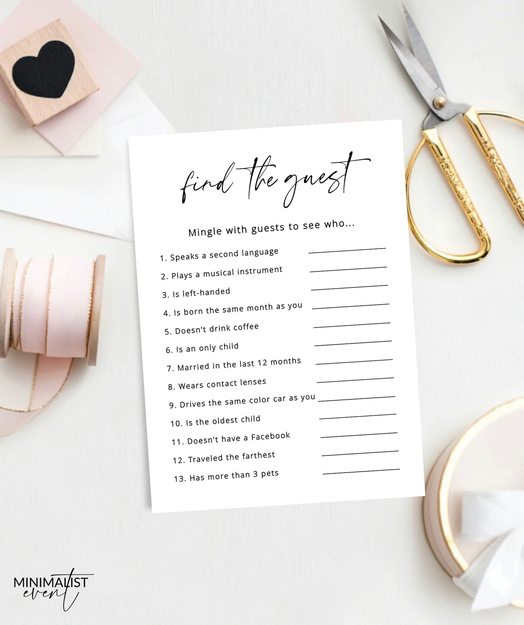 TARA Find the Guest Baby Shower Game Template, Baby Shower Game ...