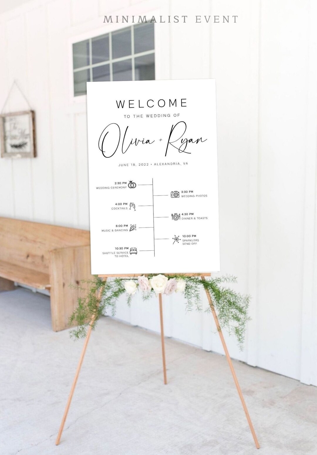 ELLA Minimalist Wedding Timeline Sign Template Wedding - Etsy