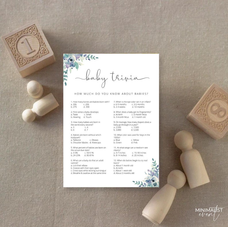 EVIE Baby Shower Trivia Printable Baby Shower Questions Game Etsy