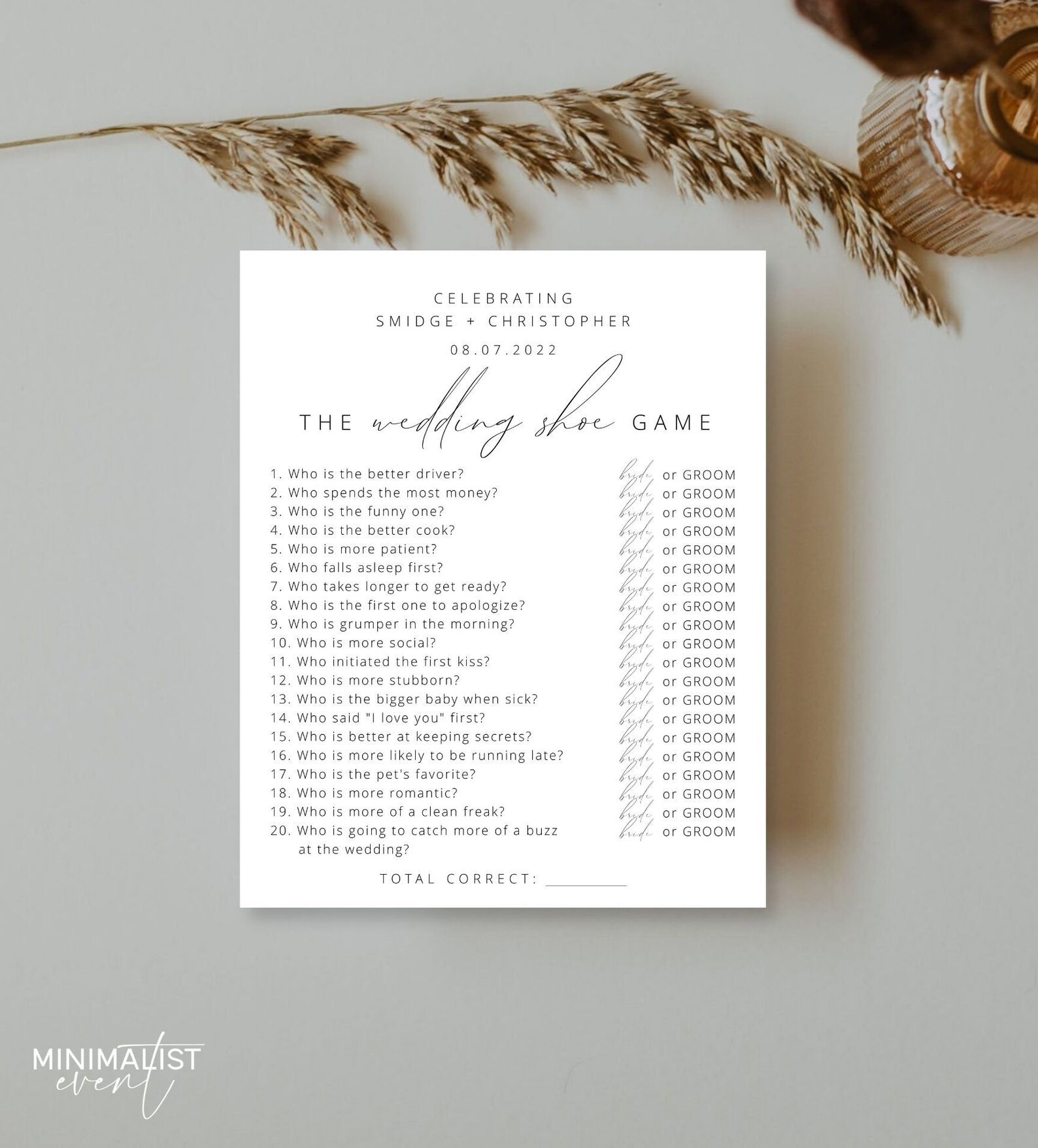 BELLA Bridal Shower Shoe Game Template Wedding Shoe Game Etsy