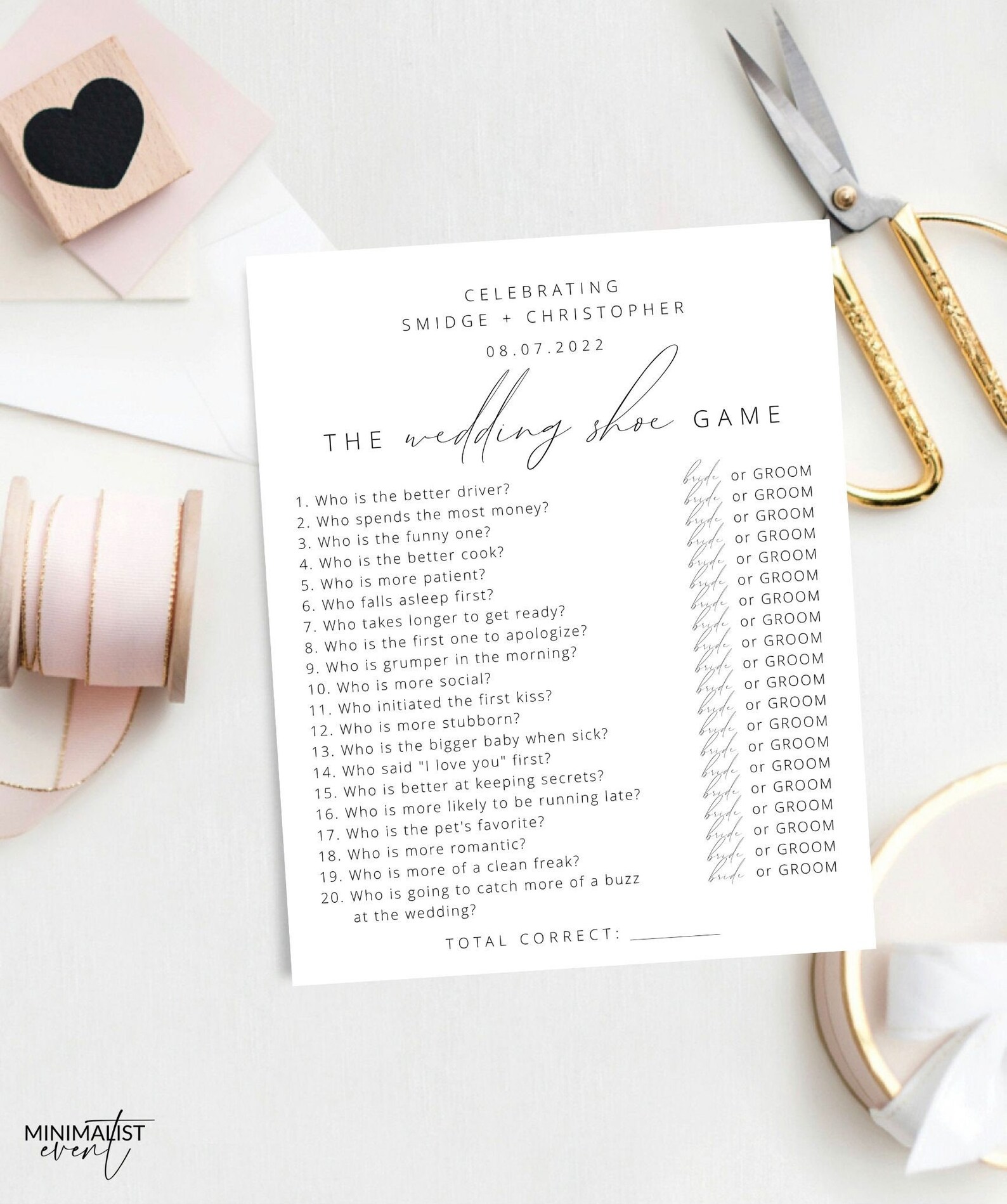 BELLA Bridal Shower Shoe Game Template Wedding Shoe Game Etsy