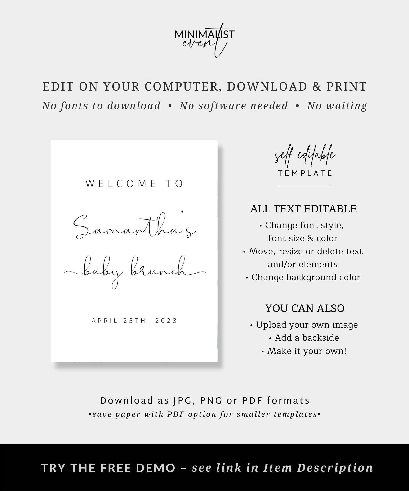 ELSA Baby Shower Sign Template Baby Brunch Sign Etsy