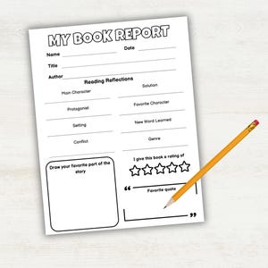 Modello di relazione di un libro per bambini, foglio di lavoro per la relazione di un libro per la terza, quarta e quinta elementare, comprensione della lettura, relazione di un libro per capitolo, lettura per l'istruzione parentale