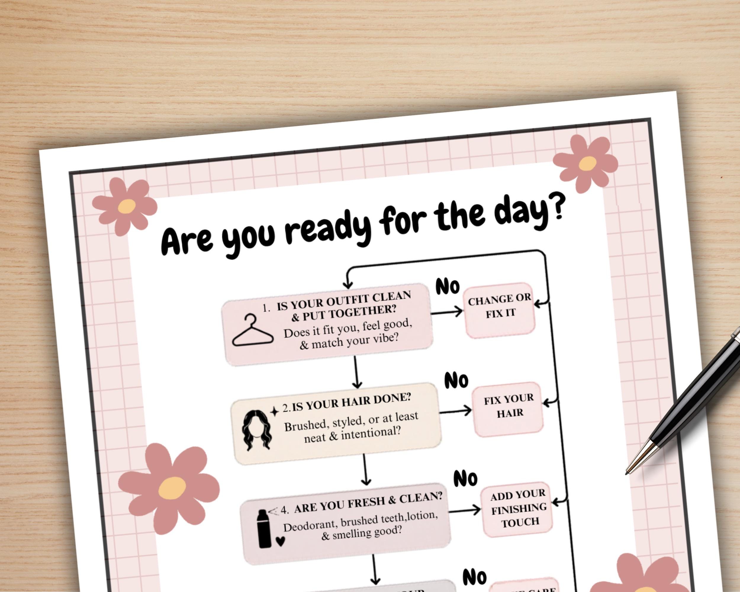 Tween Girl Daily Routine Checklist Chart, Tween Girl Morning Checklist ...