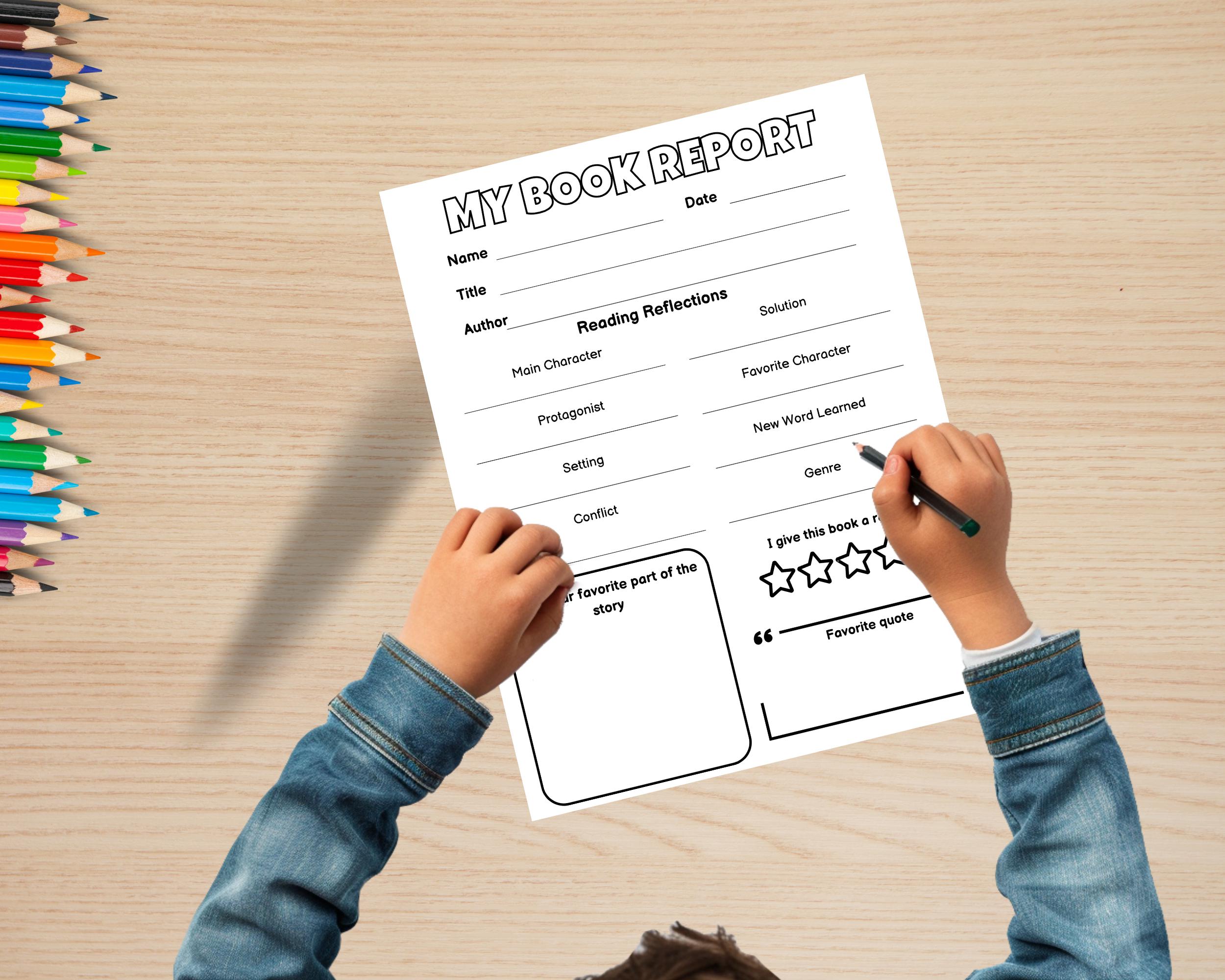 Book Report Template for Kids, Book Report Worksheet for 3rd 4th 5th ...