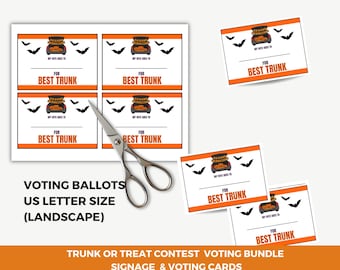 Halloween Trunk or Treat Voting Kit, Trunk Or Treat Voting Cards, Trunk Or Treat Ballot Cards, Trunk or Treat Contest, Trunk Or Treat Event