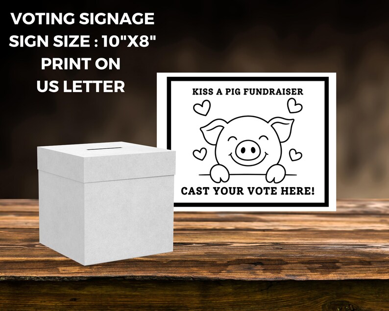 Hog Raffle Sign Editable Kiss A Pig Fundraiser Event Flyer Kit, Voting Fundraiser ...