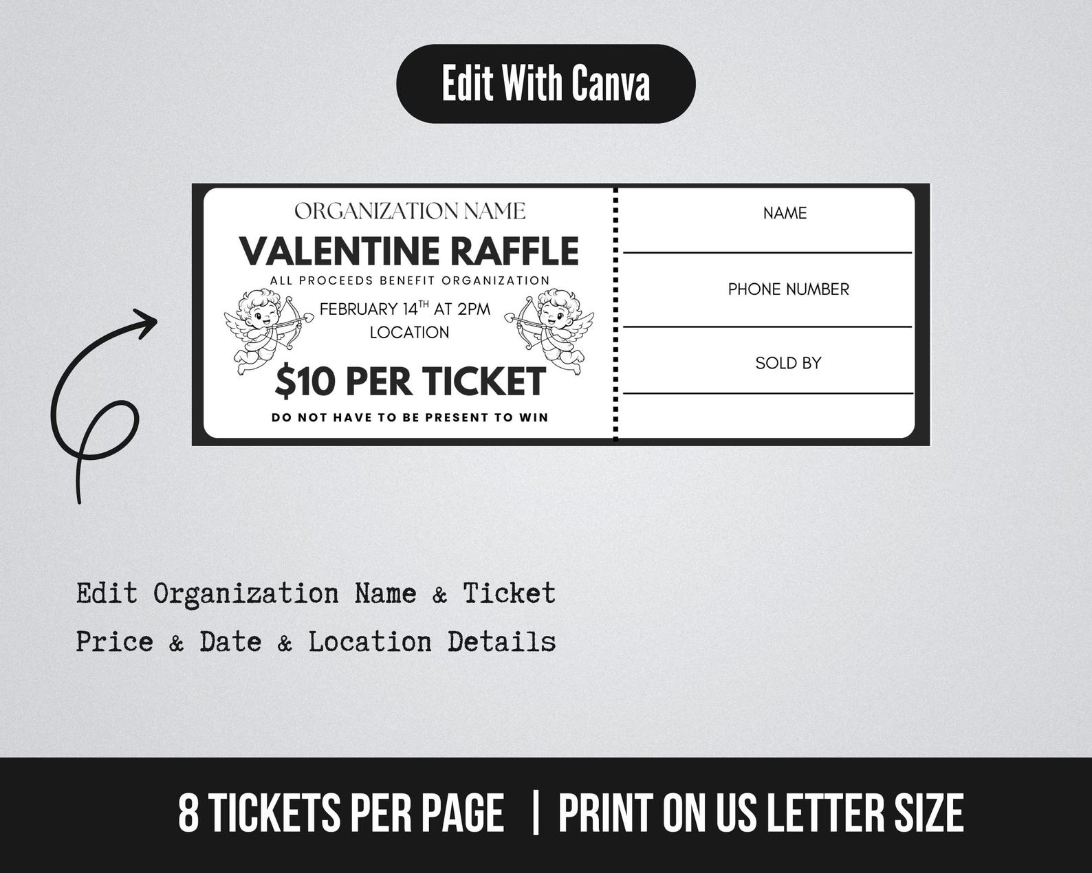 Pto Day Raffle Editable Gift Card Raffle Ticket Template, Gift Card Raffle Fundraiser ...