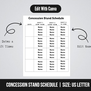 Editable Concession Stand Operations Organizer Kit ,concession ...