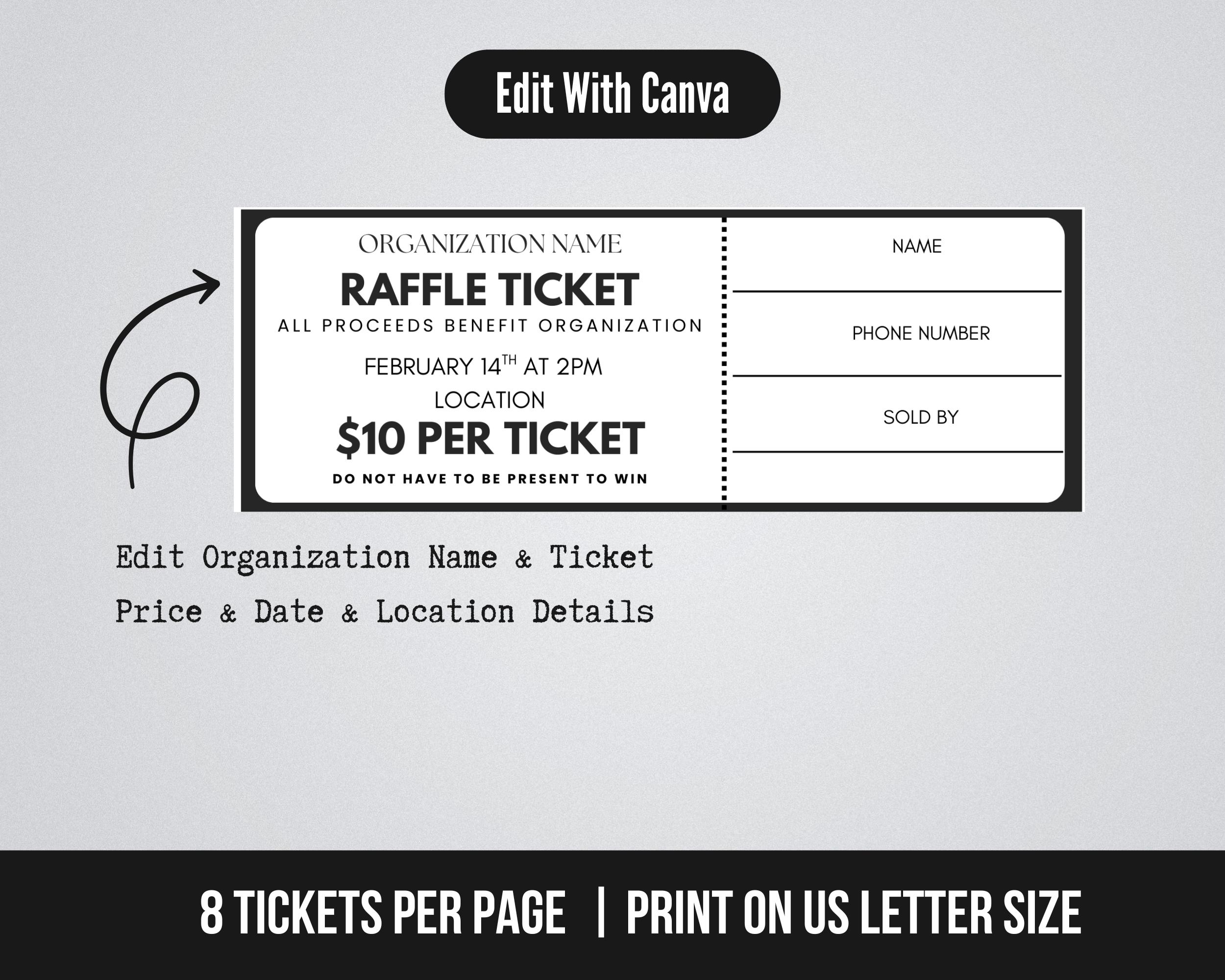 Team Girl Raffle Editable Raffle Ticket Fundraiser Template, Raffle Fundraiser Ticket ...