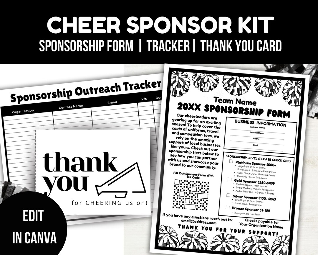 Editable Cheer Sponsorship Form Template Kit, Cheer Fundraiser ...