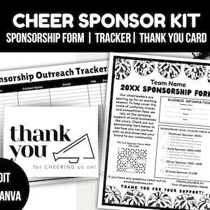 Editable Cheer Sponsorship Form Template Kit, Cheer Fundraiser, Business Sponsor Form for Cheer Coach, School Booster, Club Sponsor